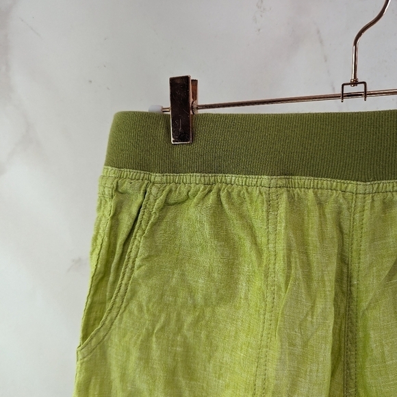 Toad & Co Shorts Womens Small Linen Roll Bermuda Pull On Elastic Chartreuse - Picture 2 of 11